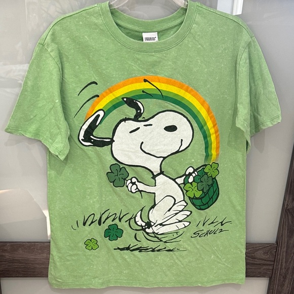 Peanuts Tops - Peanuts Green Snoopy Tee with Rainbow 🌈 M and L available